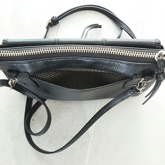 Brighton Interlok Convertible Belt Pouch, Black Leather Crossbody Bag Hand-Laced - Picture 8 of 13